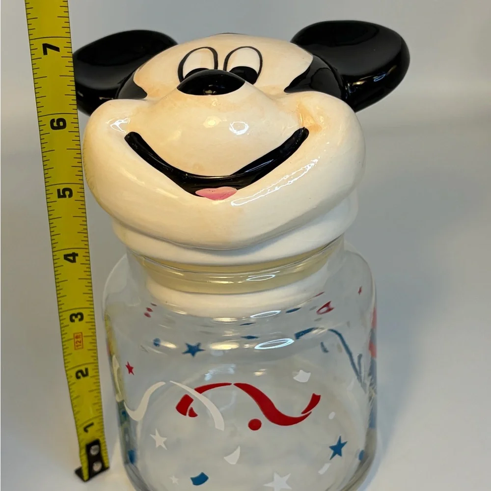 Disney&Co.‎ Mickey Mouse Glass Jar/Canister with Lid made By Anchor/16oz